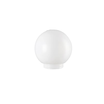 Hvid globeskærm fra Ifö Electric i polyeten med gevind, vist forfra.