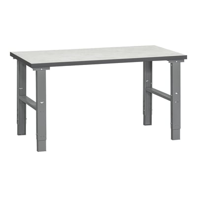 WFI filebænk HD 500 med vinylbordplade, 1600x800 mm, vist på hvid baggrund med justerbare grå metalben.