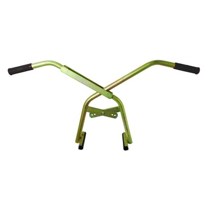 Solid guldfarvet kantstenstang med sorte greb, designet til sikker håndtering af sten og fliser.