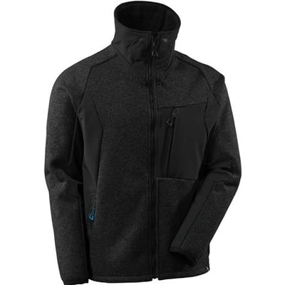 Mascot jakke 17105-309 i størrelse L, meleret sort med kropsnær pasform, lynlås og praktiske lommer.