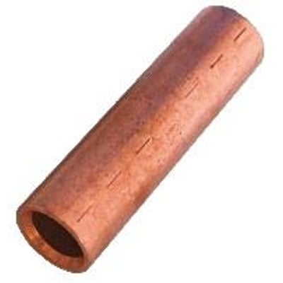 Elpress DIN 46235 Cu-pressemuffe med væg til 150mm2 kobberledere, viser dens glatte kobberoverflade og identifikationstegn.