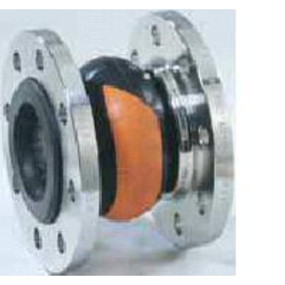 Gummikompensator EPDM med drejelige flanger, model DN40 PN16, med orange gummibælg.