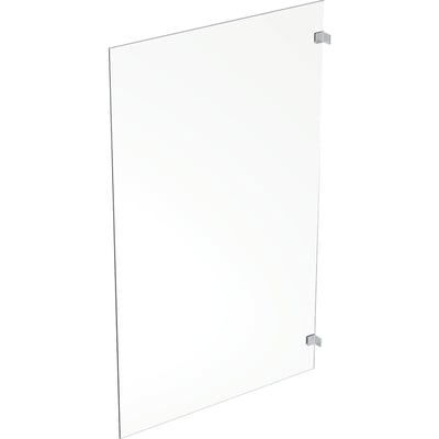 Contura Shower brusevæg, fast væg i klart glas med dimensionerne 120x200 cm, vist med diskrete sølvfarvede beslag.