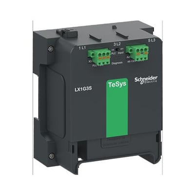 Schneider Electric TeSys Giga LX1G3S kontrolmodul 200-500V AC/DC med grønne terminaler og tydelig mærkning.