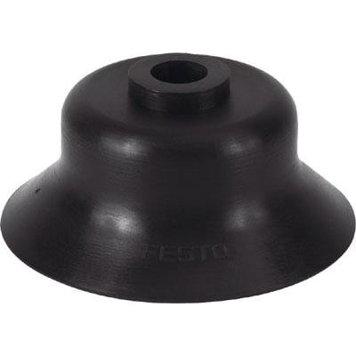 Festo ESV-60-EN sugekop i sort gummi, viser logoet og den kuppelformede kant for effektivt greb.