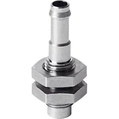 Festo holder ESH-HA-1-PK til vakuumsuger, monteret med to sekskantmøtrikker, med vakuumtilslutning foroven.