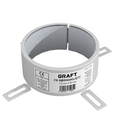 GRAFT FR-manchet Ø32/50 mm set skråt oppefra med åben, rund form og udvendige monteringsflige.