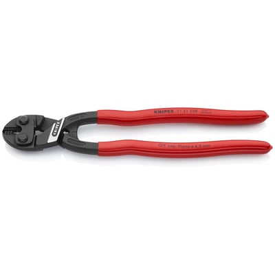 Knipex Cobolt XL 250mm boltsaks set bagfra, med røde håndtag mærket 'Made in Germany' og CRV cp. Piano Ø 4,2 mm.