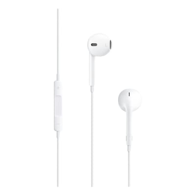 Apple EarPods med 3.5 mm jackstik i hvid, med integreret fjernbetjening og mikrofon. Høretelefonerne har et ergonomisk design for optimal pasform.