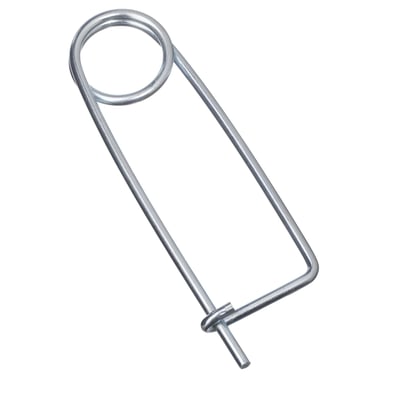 MichLar elektrogalvaniseret sikkerhedssplit 5x210mm fremstillet af blankt metal med tydelig ring og låsemekanisme.