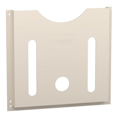 Schneider Electric A4 tegningsholder i lys beige plast med logo, vist frontalt.