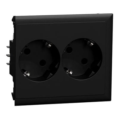 Thorsman CYB PS-Slaveudtag med to stikkontakter i sort PC/ABS plast, 94x84x39 mm, fra Lauritz Knudsen.