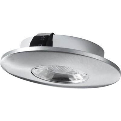 Kitch LED spot i børstet stål, 3W, med en klar linse og et diskret design, ideel til indendørs belysning.