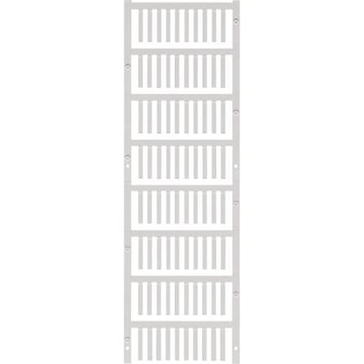 Weidmüller SlimFix ledningsmærker i hvid Wemid/polyamid, vist på en række med mange separate mærker.