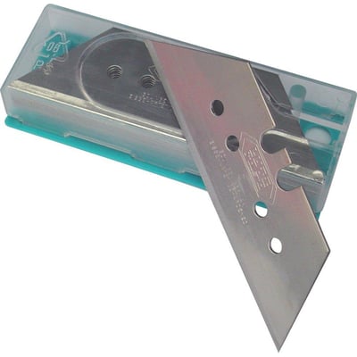 Lutz TGL65 trapezblad i SK3 kvalitet, 62x19mm, en enkelt løsnet fra en pakke med 10 i klar plastdispenser.