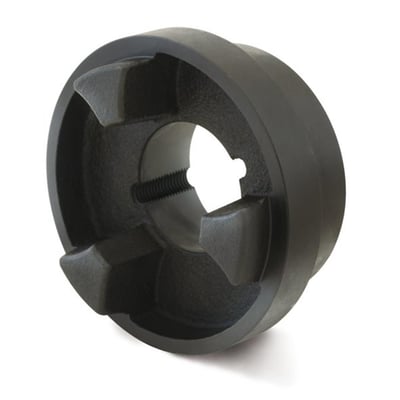 HRC 230 F flange klokobling i sort støbejern med synlig tapskrue og 225mm udvendig diameter.