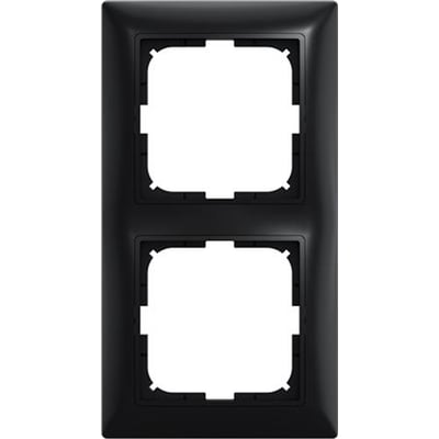 ABB B55 ramme i mat sort til to moduler, med rene linjer og en elegant finish, klar til installation.