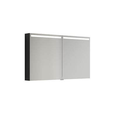 Dansani Spejlskab Top, sort struktur, med 2 spejldøre, 70,4x120 cm, med indbygget frontlys og elstik.