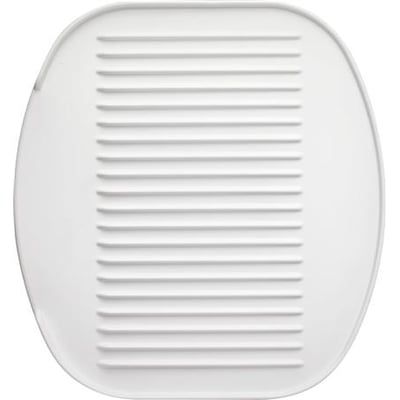 Ifö Concert afløbsbakke AP i hvid plast med ribbet overflade til at opsamle vand fra cisternen.