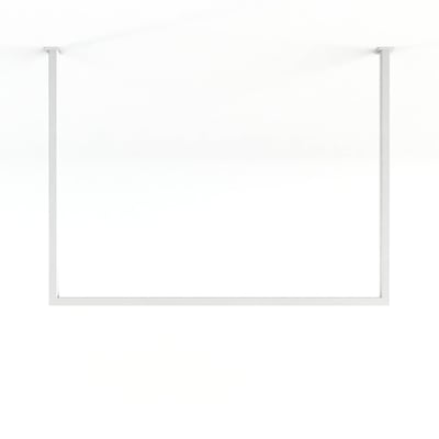 Metallbude Rubi lofthængt tøjstativ i hvidt metal, vist uden tøj, med ren baggrund.