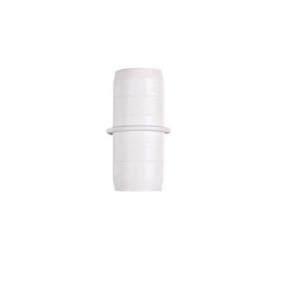 Solid skjøt i hvit PVC til kondensvannslanger med en diameter på 16mm, vist mot en hvit bakgrunn.