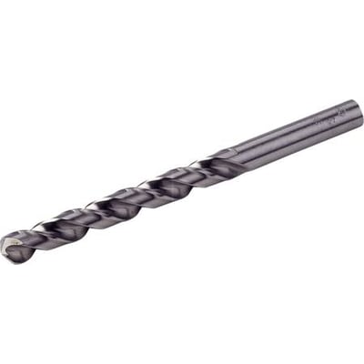 Detaljeret visning af Thürmer Cobolt metalbor HSS 4,0 mm, med fokus på den slebne spids og 135 graders split point-slibning, på en neutral baggrund.