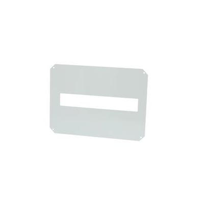 Fibox din ramme sæt til 1x16 moduler med en central udskæring, klar til montering i vægskab.