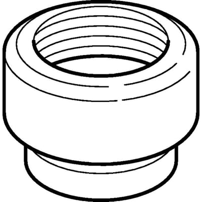 Tegning af Geberit overgangsmuffe i sort PEH med indvendigt gevind, 50 mm x 3/4".
