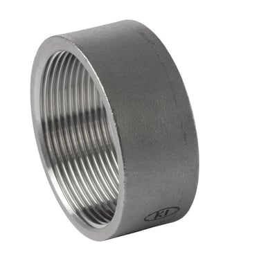 Halvmuffe i rustfrit stål AISI 316 med 1/2'' indvendigt gevind og en udvendig diameter på 26,5mm.