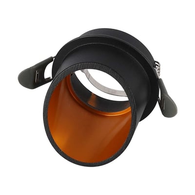 V-TAC Vt-974 LED lampe fatning med GU10 sokkel i sort aluminium med orange inderside og monteringsclips.