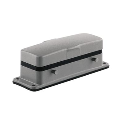 Weidmüller chassishus STR.8 med låg, grå med sort tætningsliste, designet til 2 bøjler.