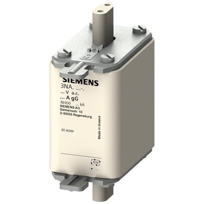 Siemens LV HRC sikringselement 3NA3 med 125A mærkestrøm, NH00 størrelse og gG karakteristik, 500V.