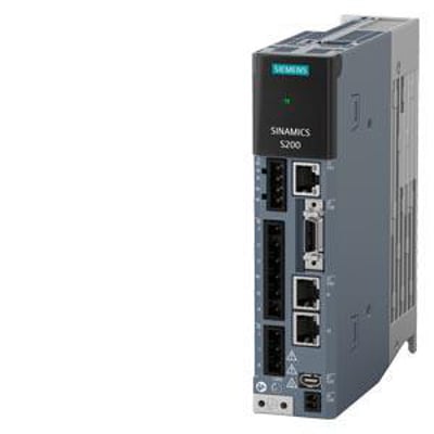 Siemens SINAMICS S200 frekvensomformer med PROFINET, grå og sort design med tydelige porte og mærkat.