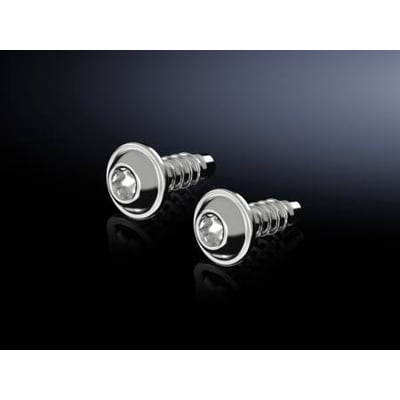 Rittal skrue til indvendig montage, 5x14mm i metal med sekskantstik, vist på sort blank baggrund.