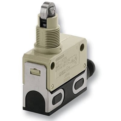 Omron endestopkontakt D4E-1A20N med slank, forseglet design og universel rullestempel.