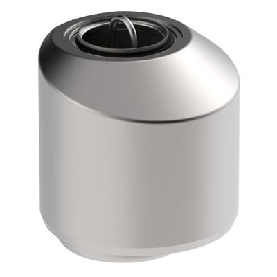 Blücher Waterline vandlås i rustfrit stål set skråt ovenfra, med synlig rist og indvendig mekanisme.