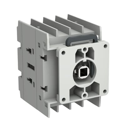 ABB OT Plus OT25G1-4DQN2 er en grå, 4-polet lastafbryder på 25 A med frontbetjent aksel til lågemontage.