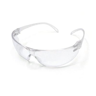 Activewear 4150 Slim sikkerhedsbrille med klar linse og transparente, fleksible brillestænger, set skråt forfra.