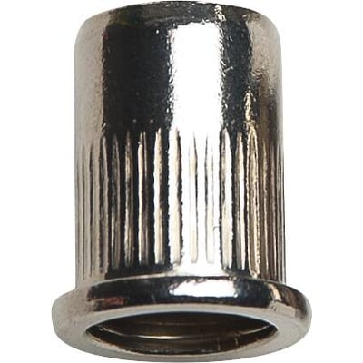 MFX Mastergrip M4 nittemøtrik i rustfrit stål A2, med åbent, fladt, rundt hoved og rillet krop for greb.