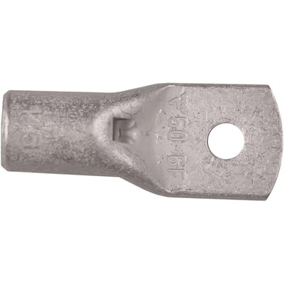 Fortinnet kobber rørkabelsko KRF50-8 fra Elpress, til 50mm² kabler med M8 laske og inspektionshul, vist på hvid baggrund.