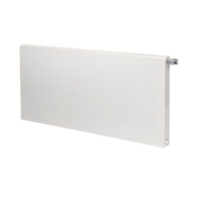 Purmo Plan Ventil FCV33 radiator, 900x900mm, hvid, med synlig integreret ventil og termostat på højre side.