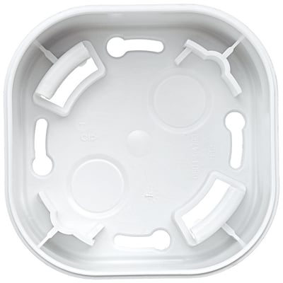 ABB KNX mini udvendig underlag i hvid plast med monteringshuller og klips til tilstedeværelsesdetektorer.