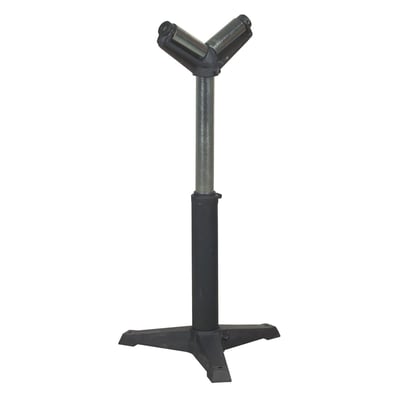Scantool støtteben med V-ruller til runde profiler, justerbar højde 600-980mm og 800 kg kapacitet.