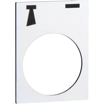 Schneider Electric Harmony skilt med sort pil pegende skråt nedad, 30x40mm plast, til Ø22mm knapper.