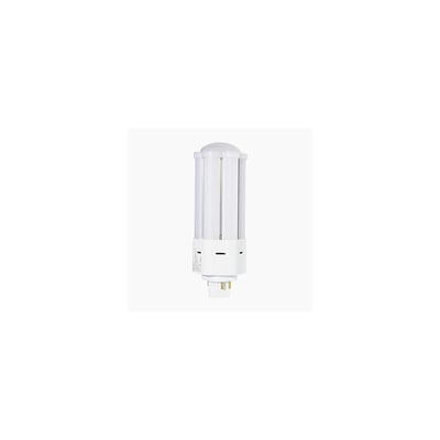 LEDlife GX24Q LED-pære på 15 W med G24-fatning, matterede lodrette rør og hvid sokkel set forfra.