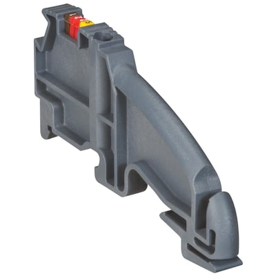 Legrand Viking 3 skruemonteret endevinkel i grå plast til 10 mm mærkning med farvede markører indsat.