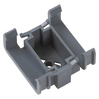 Antracitgrå montagefod til Opus i Signa installationskanaler, lavet af kunststof med softline-design.