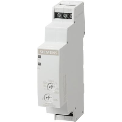 Siemens tidsrelæ med ON-delay funktion og 1 skiftekontakt, har 7 tidsindstillingsområder og skrueklemmer.