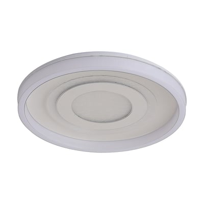 Hvid, rund V-TAC VT-84241 LED-loftslampe med dekorative, koncentriske lysfelter og 3-i-1 lysfarve.