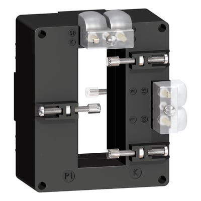 Schneider Electric CT 1250/5A dual output strømtrafo med 4000/5A strømforhold, vist med primære skrueforbindelser.